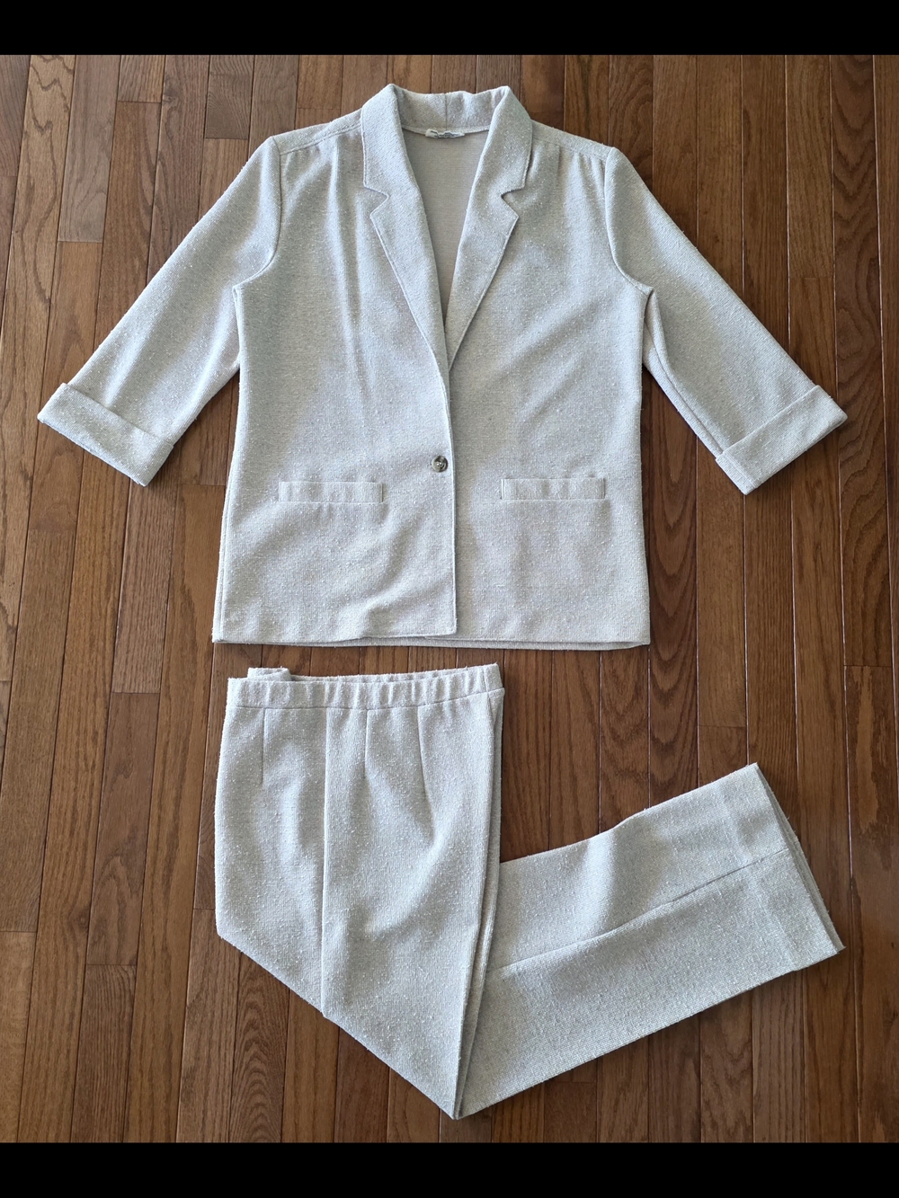 Vtg Alfred Dunner Women's 2-Pc Textured Brown Pants & Blazer Jacket Set Size 12